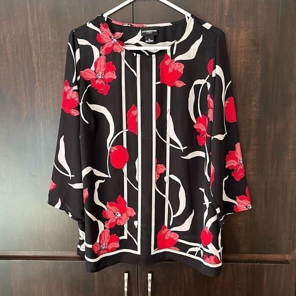 Liz Claiborne Floral Print Top Blouse 0X 14W - Picture 1 of 5